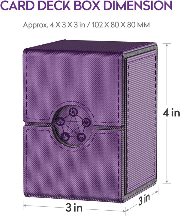Purple Deck Box for MTG Cards, Trading Card Storage Box with 2 Dividers per Holder, Holds up to 110 Cards