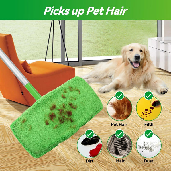 Reusable Microfiber Mop Pads Washable Wet Pads Compatible with Swiffer Sweeper Refills Pads for Wet & Dry Sweeping Cloths Mop Head Replacement for