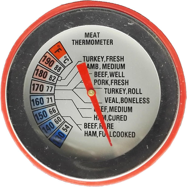 Classic Style Meat Thermometer with Red Silicone Holder Temperature from 130 to 190F Degree Suit for Home and BBQ Kitchen Thermometer