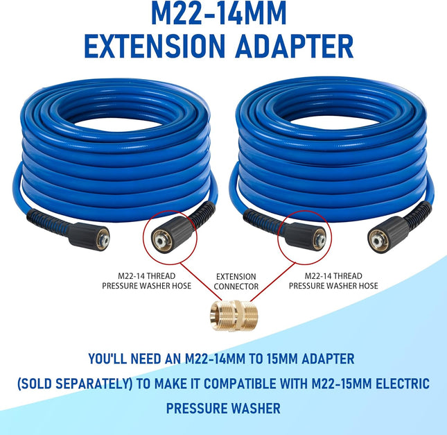 Hourleey Pressure Washer Hose 30 FT, 3600 PSI Flexible Kink Resistant Power Wash