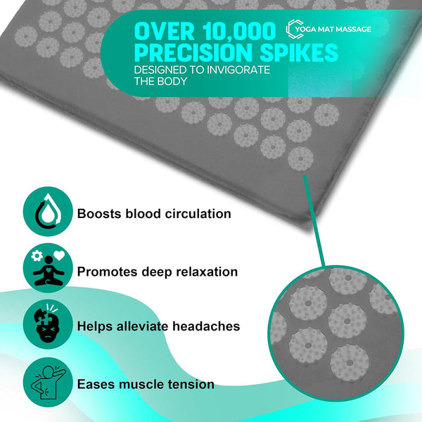 Sivan Health and Fitness Acupressure Mat and Pillow Set - Grounding Mat for Stress, Back & Neck Pain - Acupuncture Point Massage Mat for Muscle