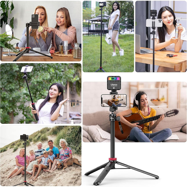 ULANZI MT-44 Auto Open Phone Tripod, 59" Extendable Selfie Stick Vlog Stand BLAC