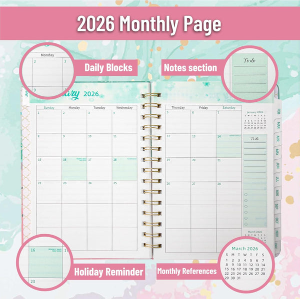 Mr. Pen- 2026 Planner, 6.4" x 8.5", Abstract Splash, 2026 Planner Weekly and Monthly, Hardcover, Twin-Wire Binding Abstract Splash 6.4" x 8.5"(2026）
