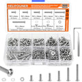 HELIFOUNER 500 Pieces M3 x 6mm /8mm /10mm /12mm /16mm /20mm, Hex Button Head Cap Metric Screws Bolts Washers Nuts Kit, 304 Stainless Steel