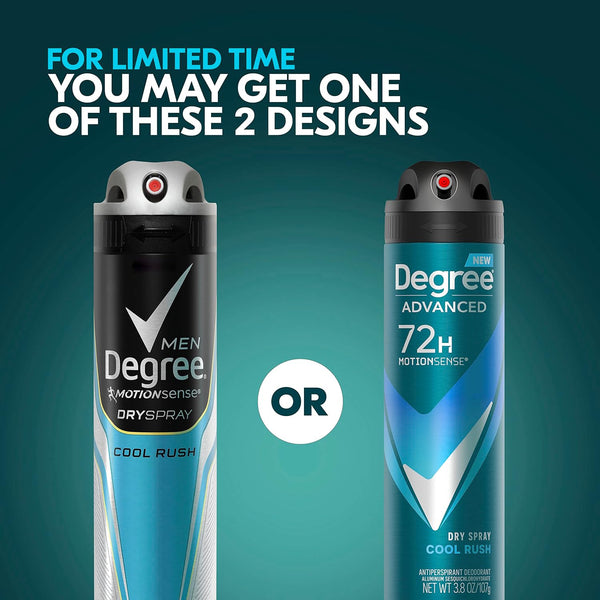 Degree Men Antiperspirant Deodorant Dry Spray Cool Rush 3 count Deodorant for Men With MotionSense Technology 3.8 oz Fresh 3.8 Ounce (Pack of 3)