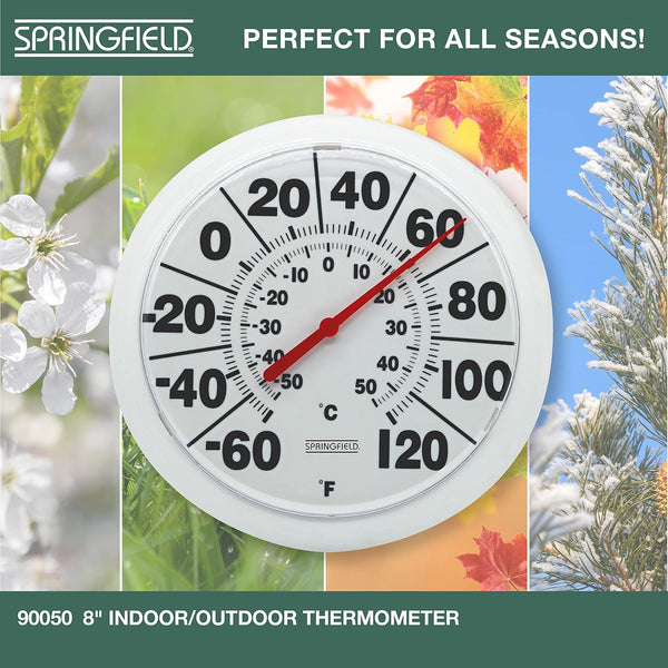 Springfield Indoor Outdoor Big and Bold Dial Thermometer, Wireless Thermometer with Easy to Read Large Numbers for Patio, Pool, and Indoor Areas,