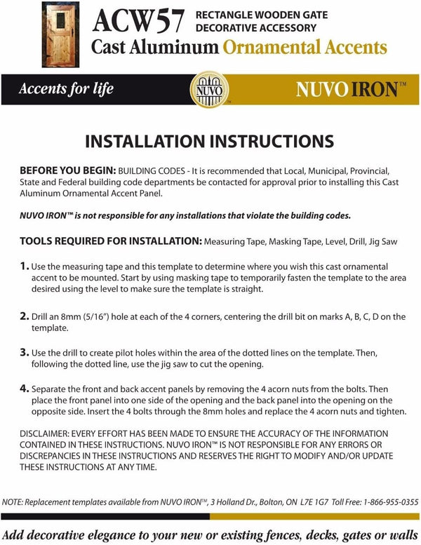 Nuvo Iron Decorative Insert for Fencing, Gates, Home, Garden - Rectangle, 17
