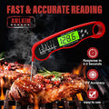 AWLKIM Meat Thermometer Digital, Instant Read Food Thermometer, Red | Waterproof cooking thermometer with doneness chart, backlight, F/C switch