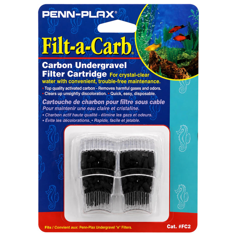 Penn-Plax Replacement Media (2 Pack) – Fits Multi-Pore and Undergravel “E” Filters – Provides Chemical Filtration (FC2) 2 Count (Pack of 1)