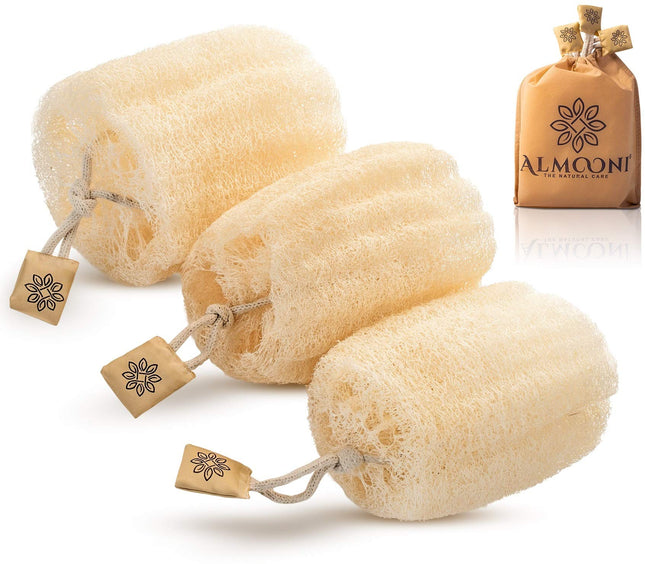 Almooni Egyptian Loofah Exfoliating Body Scrubber, Natural Real Egyptian Shower Loofah Sponge Body Scrubber for Women an