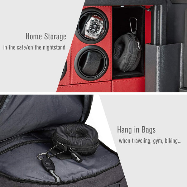 Cheopz Travel Watch Case Single Storage Box for Wristwatches & Smart Watches up to 50Mm, Black