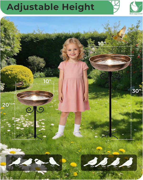 10" Small Metal Bird Bath with Stake, Outdoor Birdbath for Garden 10 "diameter, 1.6" depth