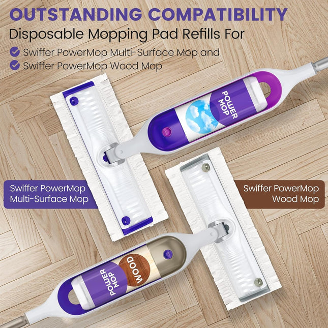 20 Pack Disposable Mopping Pads Compatible with Swiffer Powermop Multi-Surface Mop Pad Refills and Swiffer Powermop Wood