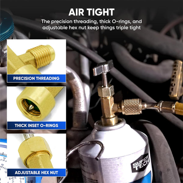 Lu-Hawk R134A Adapter Kit, Self-Seal & Puncture Can Taps, Core Tool Lu-Hawk R134A Self-Sealing, and Single Puncture Can Taps, with Valve Core
