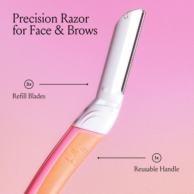 Billie - Dermaplane Starter Kit - Reusable Handle + 3 Refill Blades - Remove Fac