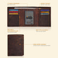 Real Leather Mens Trifold Wallet RFID Blocking Slim Minimalist Front Pocket - Thin & Stylish with ID Window in Gift Box Vintage Brown-No Box