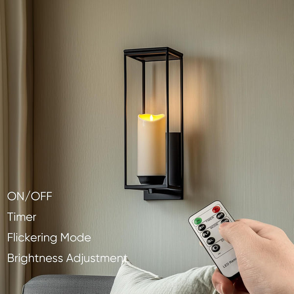 Homemory 4"x9" Outdoor Waterproof Flameless Candles with Timers and Remote Control, Battery Operated Candles, LED Plastic Candles, Ivory White,