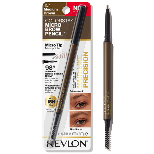 Revlon ColorStay Micro Brow Pencil, 454 Medium Brown, 0.003 oz Medium Brown 0 Ounce (Pack of 1)