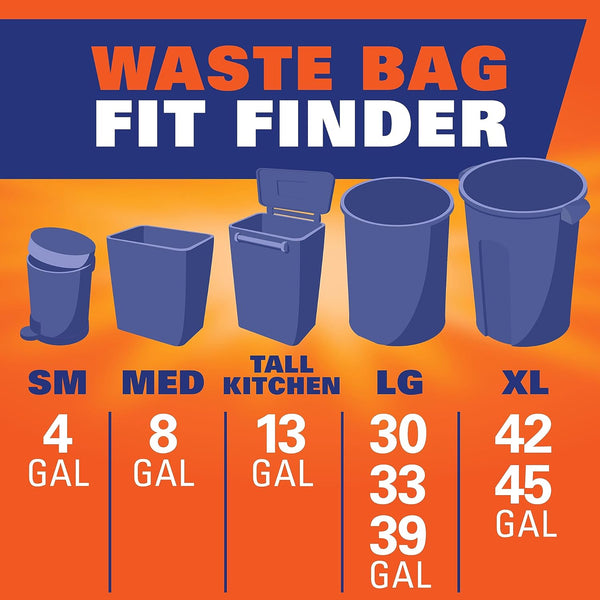 Hefty Ultra Strong 13 Gallon Trash Bags, Tall Kitchen Trash Bags 13 Gallon Size, Drawstring Closure, Continuous Odor Control, White, Clean Burst