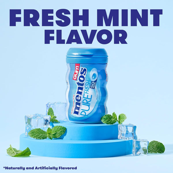 Mentos Pure Fresh Sugar-Free Chewing Gum, Fresh Mint, 50 Count (6 Pack) | Contains Xylitol, Perfect for Long Lasting Fresh Breath at School, Work