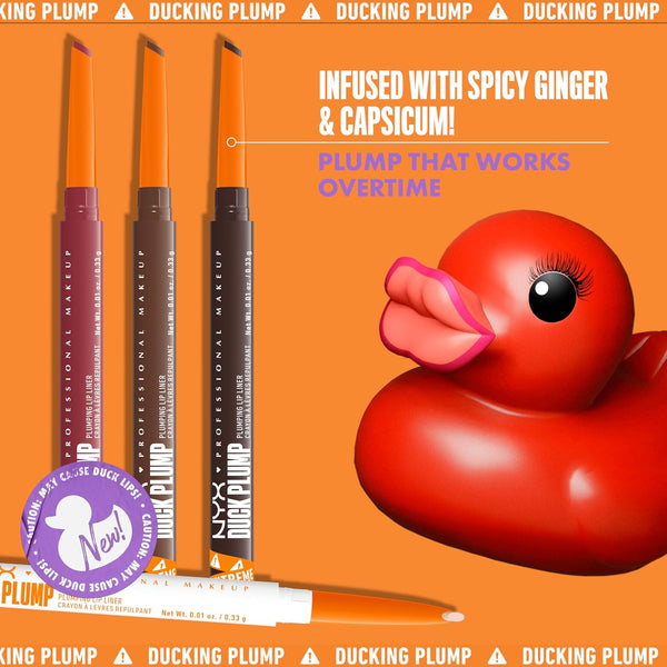 NYX PROFESSIONAL MAKEUP Duck Plump Plumping Lip Liner, Matte Pencil with up to 10HR Wear, Subtle Touch (Deep Nude Lip Liner)