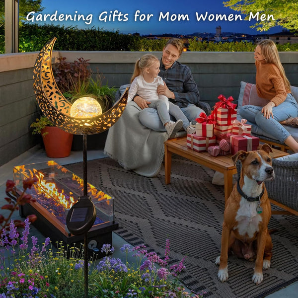 Homeimpro Moon Solar Lights Outdoor Garden Decor Gifts for Mom Women,Waterproof Stakes Yard Decorations for Lawn, Patio Accessories, Backyard