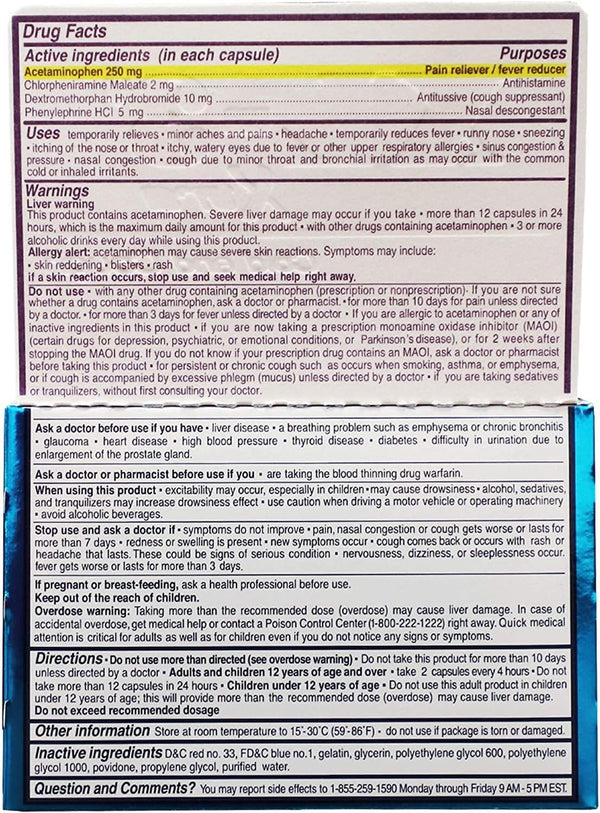 XL-3 Xtra Cold & Cough Capsules - Fast-Acting Relief - 2 Packs, 12 Count 12 Count (Pack of 2)
