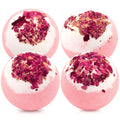 Dried Flower Bath Bombs Salt Balls,4 Pack Gift Set,Rose Extract Essential Oils,Moisturizing Dry Skin,Fizzy Spa,Relaxation,Self