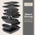 Country Kitchen Nonstick Stackable Bakeware Set - Durable, Easy Release Baking Set, Black, 10 Pcs Black - 10 Pcs