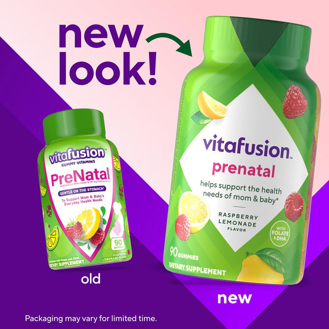 Vitafusion Prenatal Gummy Vitamins, Raspberry Lemonade Flavored, Pregnancy Vitam