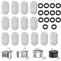 Cat Water Fountain Replacement Filters - 28 Pack Triple Action With Carbon Filter and Pre-Filter Sponges (14 Filters & 14 Sponges) for Pet Water