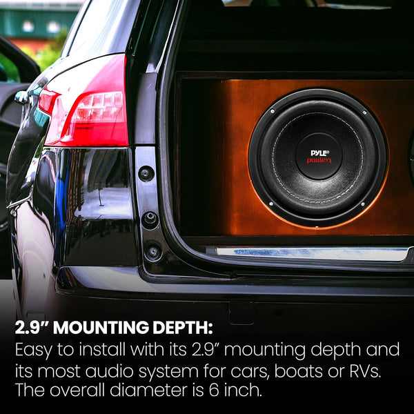 Pyle Car Vehicle Subwoofer Audio Speaker - 6.5 Non-Pressed Paper Cone, Black Plastic Basket, Dual Voice Coil 4 Ohm Impedance, 600 Watt Power, Foam