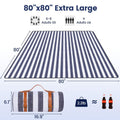 Sapsisel 80”X 80” Picnic Blanket Extra Large, Waterproof and Foldable Beach Blanket, 3-Layer Outdoor Blanket for 6 to 8 Adults, for Camping, Park,
