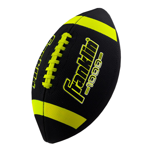Franklin Sports Youth + Adult Footballs - Extra Grip 1000 Official Size, Junior + Pee Wee Kids - 1 + 12 Packs Black/Optic Junior Size - 1 Inflated