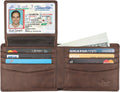 Wallet for Men-Genuine Leather RFID Blocking Bifold Stylish Wallet With 2 ID Window Galaxy Style Coffee