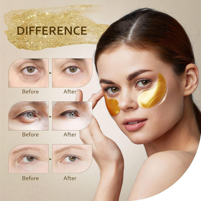 Under Eye Patches (30 Pairs), 24K Gold under Eye Mask for Puffy Eyes, Dark Circl