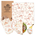 Zenlogy Reusable Beeswax Food Storage Wrap, Eco Friendly Alternative, Sustainable Organic Cut to Size Cotton Beeswax Wraps, 3 Pack (13" X 14", 10