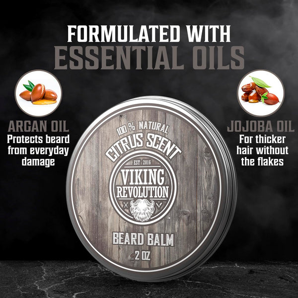 Viking Revolution Beard Care Kit for Men - Kit Includes 100% Boar Beard Brush, Wooden Comb, Beard Balm, Beard Oil, Beard & Mustache Scissors in a