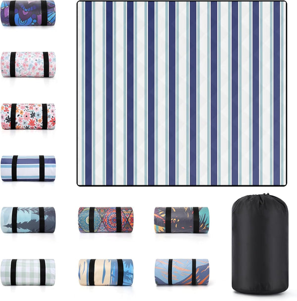 Lightweight Waterproof 60X80'' Picnic Blankets Huge anti Sand Packable Beach Grass Park Matt Fold up Camping Tent Rug for inside Summer Camp