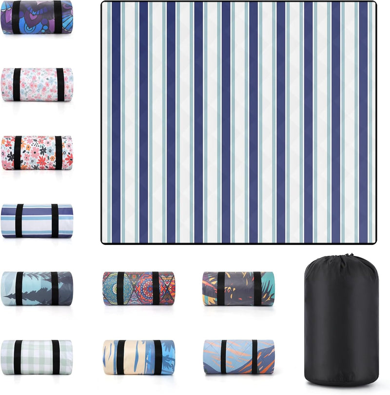 Lightweight Waterproof 60X80'' Picnic Blankets Huge anti Sand Packable Beach Grass Park Matt Fold up Camping Tent Rug for inside Summer Camp