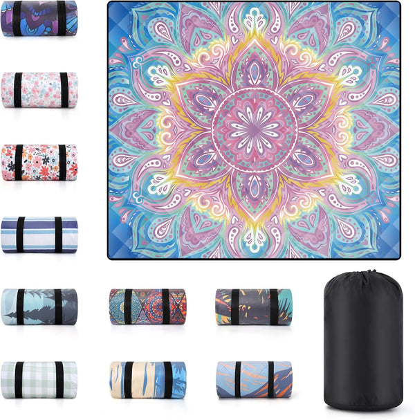 Picnic Blankets 60X80 Beachy Blanket Excersize Yogamat with Bag Womens Mens Travel Kit Camping Needs RV Decorations Long Car Road Trips Organizers