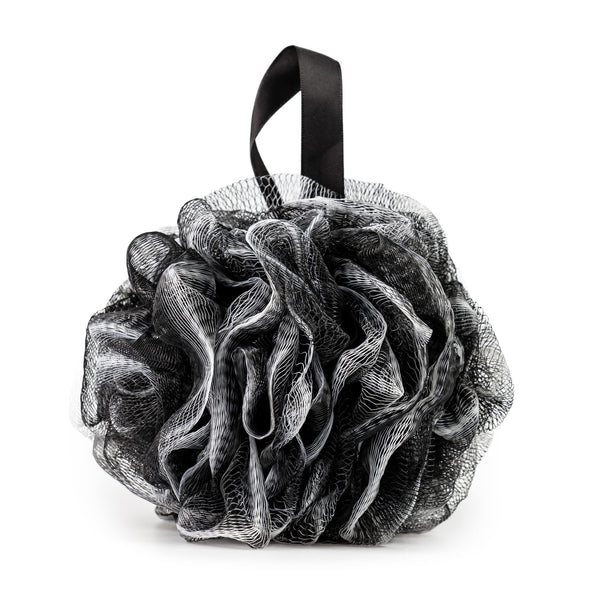 Pete & Pedro Loofah Sponge Pouf Bath & Shower Tool | Light Gentle Exfoliator & Skin Scrubber, Helps with Lather & Exfoliating Dermis | Black Mesh