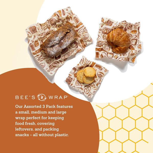 Bee'S Wrap Vegan Beeswax Wraps for Food - Assorted 7 Pack (2S, 2M, 2L, & 1 Bread) Made in USA Reusable & Organic Food Wraps & Bowl Covers -