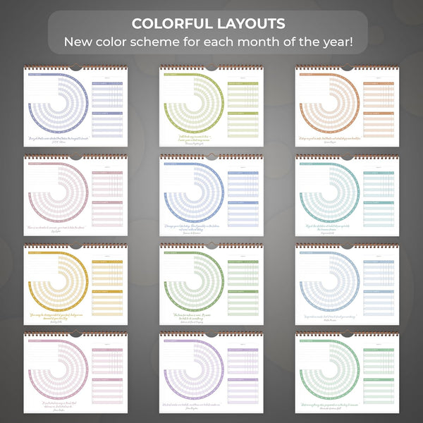 Clever Fox Habit Calendar Circle Ã¢ÂÂ 24-Month Inspirational Daily Habit Tracker with Colorful Pages Ã¢ÂÂ Routine & Goal Planner Journal (Black)
