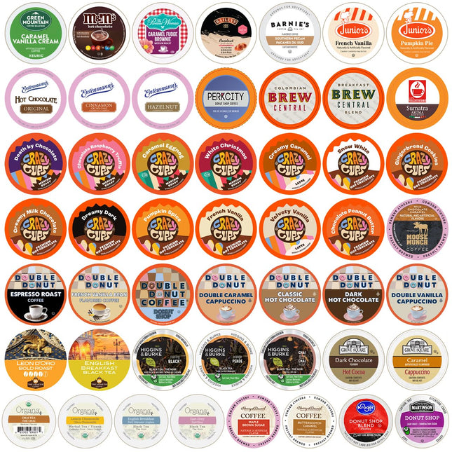 Variety Pack of Coffee, Tea, and Hot Chocolate - Great Sampler of Coffee, Tea, a