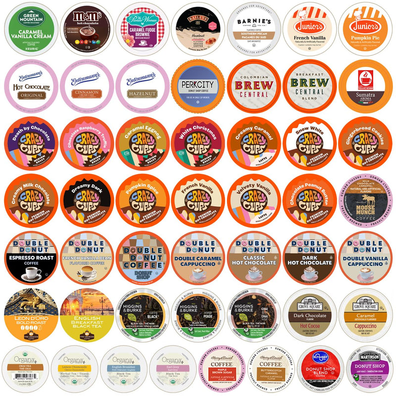 Variety Pack of Coffee, Tea, and Hot Chocolate - Great Sampler of Coffee, Tea, and Hot Cocoa for Keurig K Cups Machines - Great Gift for Coffee