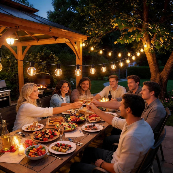 RTTY Outdoor String Lights 50ft, G40 Led Patio Lights with 26pcs Bulbs,Waterproof Shatterproof Dimmable Hanging Connectable Globe Outdoor Lights