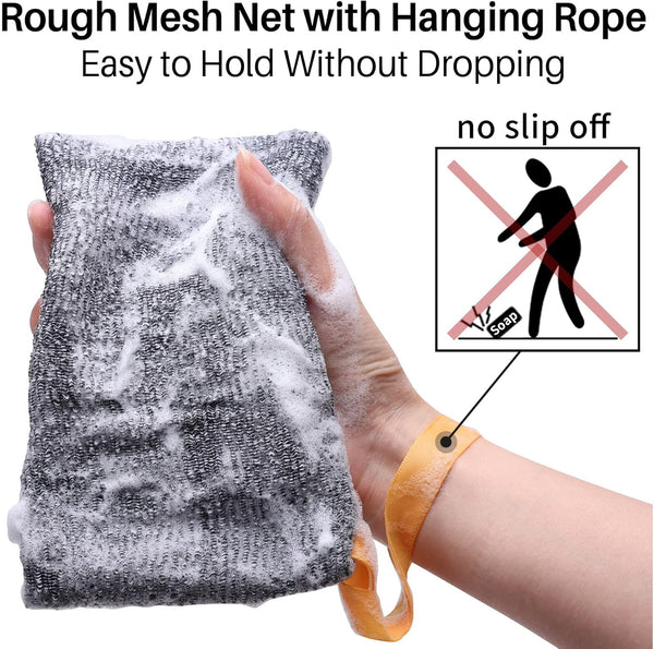 6-Pack Soap Pocket Exfoliating Soap Saver Pouch, Body Scrubber Rough Sponge Exfoliator for Bath or Shower, Gray Mesh Bar Soap Foam Lather Pouch 1