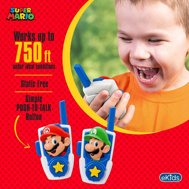 Super Mario Bros Walkie Talkies Kids Toys, Long Range, Two Way Static Free Handheld Radios, Designed for Indoor or Outdo