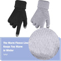 Geyoga 2 Pairs Women's Winter Touch Screen Gloves Soft Warm Fleece Lined Knit Elastic Cuff Winter Texting Gloves Black, Gray Solid